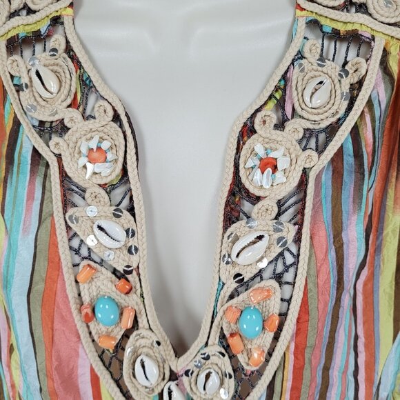 Nanette Lepore Multicolor 100% Silk Shell Accents Striped Lightweight Dress 4 - Picture 10 of 15